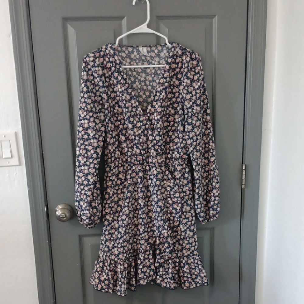 Abound Brown and White Ruffled Fit and Flare Dress